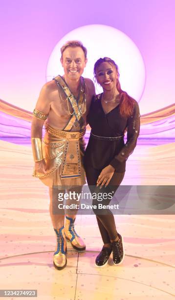 Jason Donovan and Alexandra Burke backstage after the press night performance of "Joseph And The Amazing Technicolor Dreamcoat" at The London...