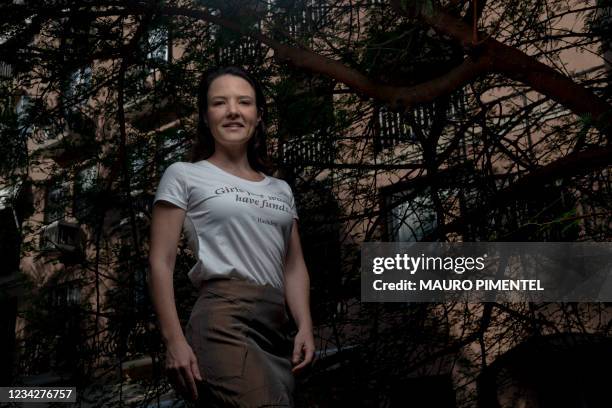 Roberta Antunes, Chief of Growth of the investment company Hashdex, poses for a picture after an interview with AFP in Rio de Janeiro, Brazil, on...