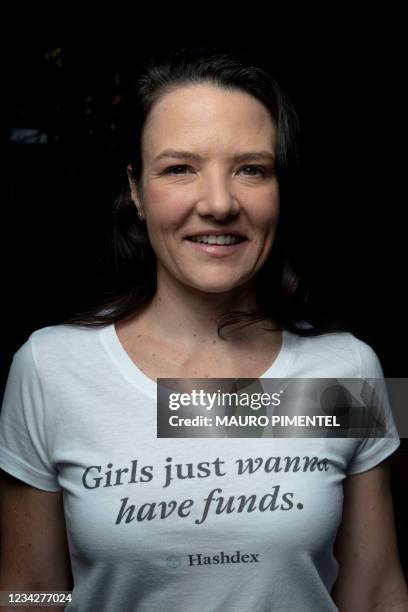 Roberta Antunes, Chief of Growth of the investment company Hashdex, poses for a picture after an interview with AFP in Rio de Janeiro, Brazil, on...