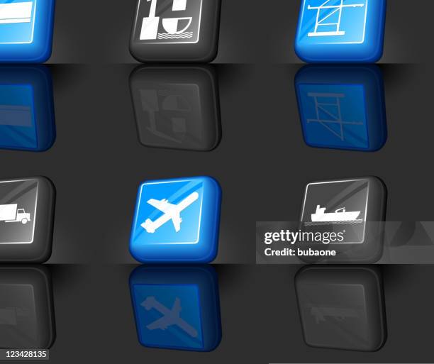 freight shipping internet royalty free vector icon set - car reflection on water stock illustrations