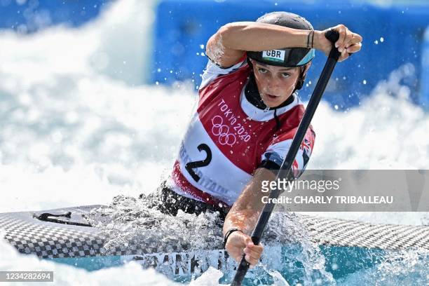 Britain's Mallory Franklin competes in the women's Canoe semi-final during the Tokyo 2020 Olympic Games at Kasai Canoe Slalom Centre in Tokyo on July...