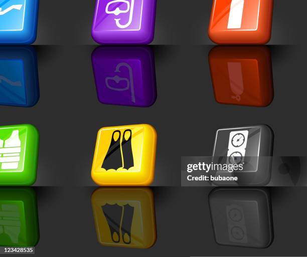 scuba diving internet royalty free vector icon set - life jacket stock illustrations