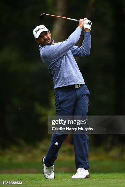 Gaganjeet Bhullar of India tees off during the first round of The ISPS HANDA World Invitational at Massereene Golf Club on July 29, 2021 in Antrim,...
