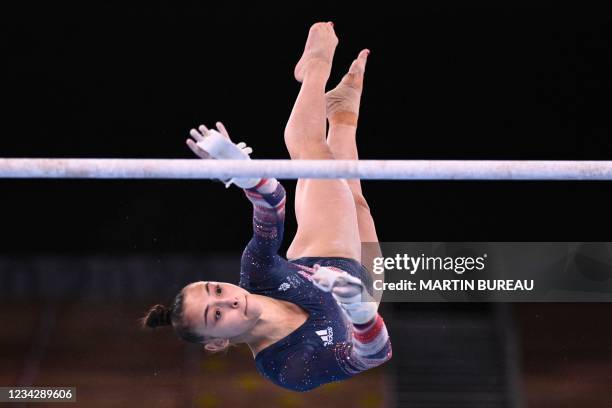 Britain's Jessica Gadirova competes in the uneven bars event of the artistic gymnastics women's all-around final during the Tokyo 2020 Olympic Games...