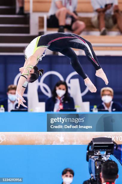 Kim Bui of Germany competes at the Balance Beam during Artistic Gymnastics on day six of the Tokyo 2020 Olympic Games at Ariake Gymnastics Centre on...