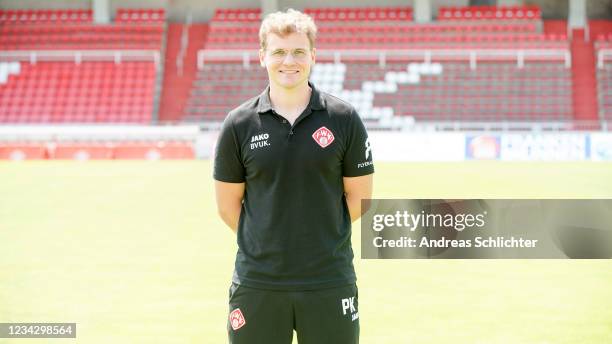 Philipp Kunz of Wuerzburger Kickers poses during the team presentation at Flyeralarm Arena on July 21, 2021 in Wuerzburg, Germany.