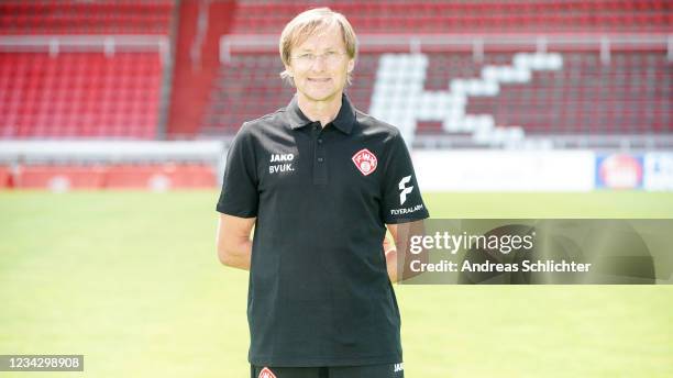 Dr. Josef Zimmermann of Wuerzburger Kickers poses during the team presentation at Flyeralarm Arena on July 21, 2021 in Wuerzburg, Germany.