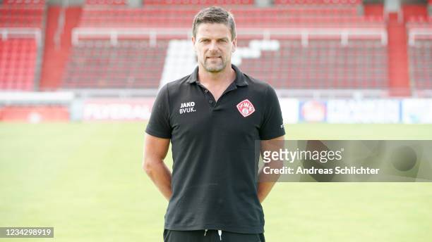 Torsten Ziegner of Wuerzburger Kickers poses during the team presentation at Flyeralarm Arena on July 21, 2021 in Wuerzburg, Germany.