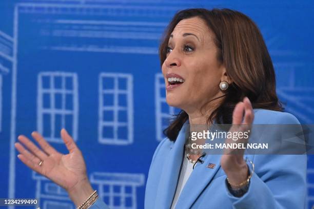 Vice President Kamala Harris speaks virtually to small business owners about the infrastructure deal and the administrations efforts to help small...