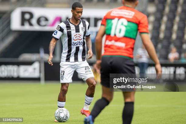 Noah Fadiga of Heracles Almelo Controls the ball during the Pre-Season Friendly match between Heracles Almelo and NEC Nijmegen at Erve Asito on July...