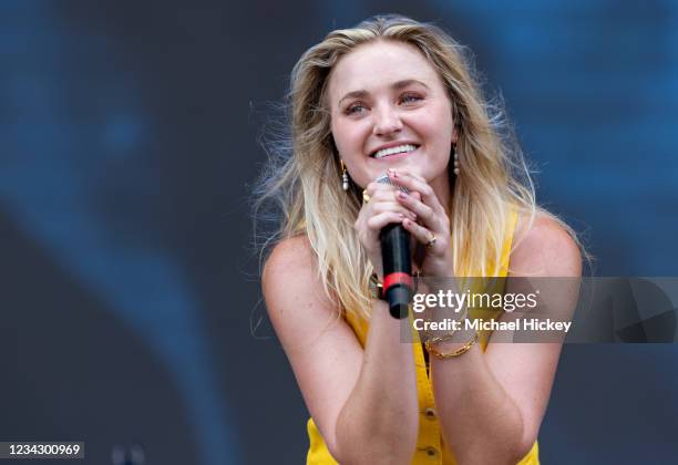 Michalka of Aly and AJ performs on day one of Lollapalooza at Grant Park on July 29, 2021 in Chicago, Illinois.