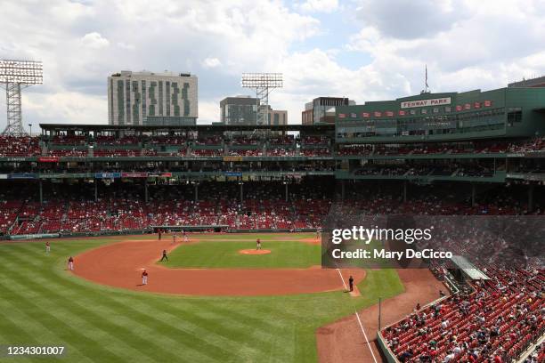 General view of the field during the game between the Los Angeles Angels and the Boston Red Sox at Fenway Park on Sunday, May 16, 2021 in Boston,...