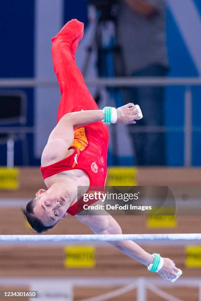 Ruoteng Xiao of China competes at high bar during Artistic Gymnastics on day five of the Tokyo 2020 Olympic Games at Ariake Gymnastics Centre on July...