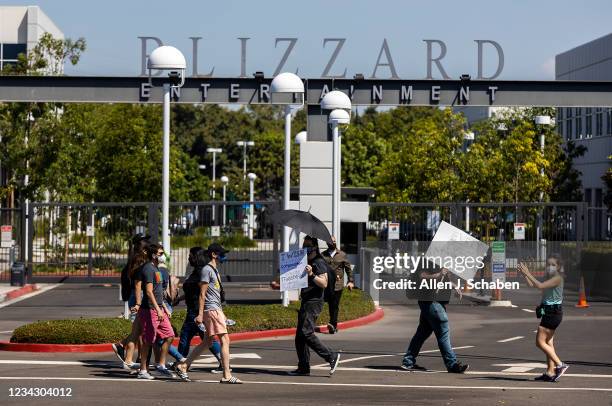 Several hundred Activision Blizzard employees stage a walkout which they say is in a response from company leadership to a lawsuit highlighting...