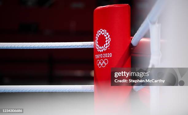 Tokyo , Japan - 30 July 2021; A general view of the boxing ring before the morning's bouts at the Kokugikan Arena during the 2020 Tokyo Summer...