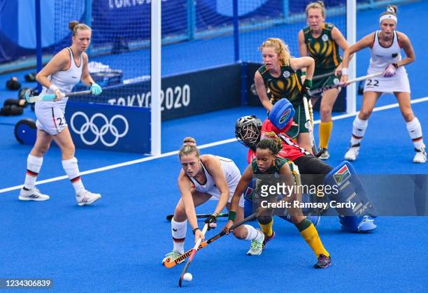 Tokyo , Japan - 30 July 2021; Pauline Heinz of Germany in action against Lerato Mahole of South Africa during the women's pool A group stage match...