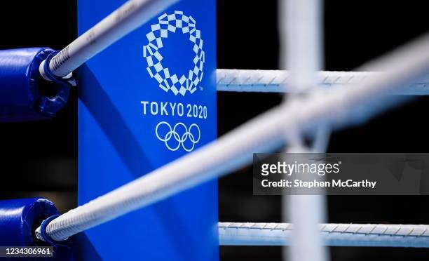 Tokyo , Japan - 30 July 2021; A general view of the boxing ring before the morning's bouts at the Kokugikan Arena during the 2020 Tokyo Summer...