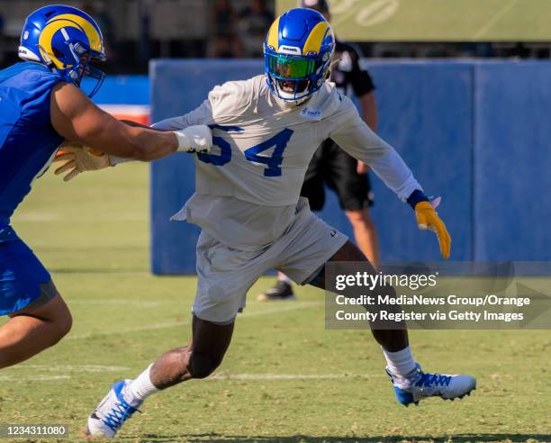 Brian Allen during a football practice for the Los Angeles Rams at Crawford Field at UC Irvine in Irvine on Thursday, July 29, 2021.