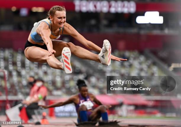 Tokyo , Japan - 30 July 2021; Olga Rypakova of Kazakhstan in action during the women's triple jump at the Olympic Stadium during the 2020 Tokyo...