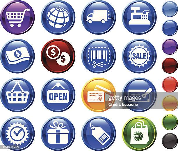 shopping and e-commerce royalty free vector icon set - usability testing stock illustrations