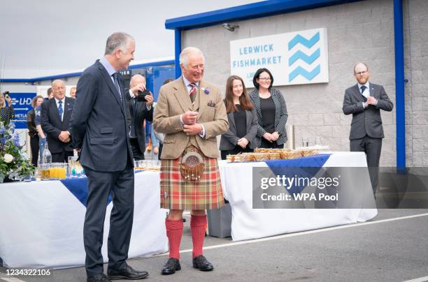 Prince Charles, Prince of Wales, known as the Duke of Rothesay when in Scotland, officially opens the Lerwick Harbour and Scalloway Fish Markets at...