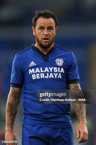 Lee Tomlin of Cardiff City during the Pre-Season Friendly match between Cardiff City and Southampton at Cardiff City Stadium on July 27, 2021 in...