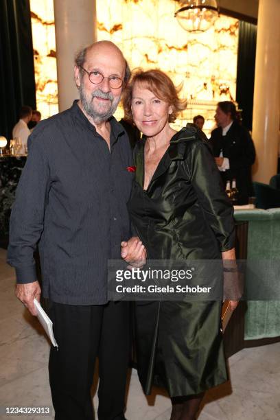 Gaby Dohm and her partner Peter Deutsch attend the extra festival concert "Der wendende Punkt" as part of the Munich Opera Festival 2021 at...
