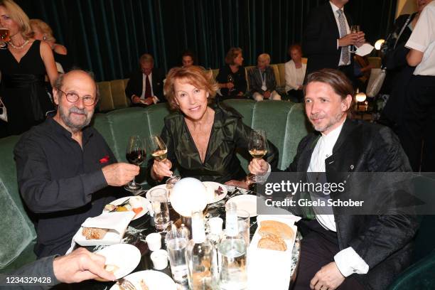 Gaby Dohm and her partner Peter Deutsch and her son Julian Plica attend the extra festival concert "Der wendende Punkt" as part of the Munich Opera...