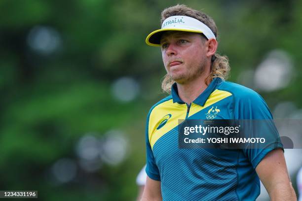 Australia's Cameron Smith looks on during round 3 of the mens golf individual stroke play during the Tokyo 2020 Olympic Games at the Kasumigaseki...