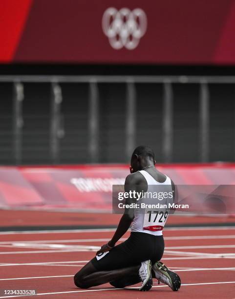 Tokyo , Japan - 31 July 2021; James Nyang Chiengjiek of Refugee Olympic Team after his heat of the men's 800 metres hurdles on day eight at the...