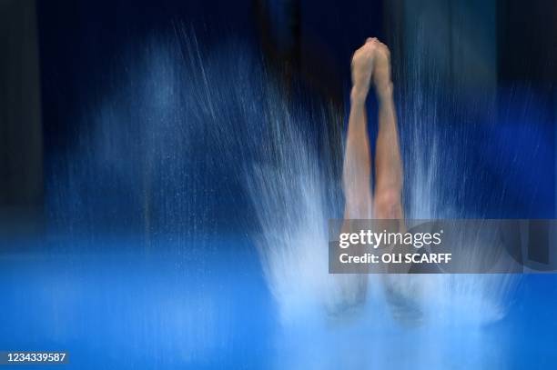Sweden's Emma Gullstrand competes in the women's 3m springboard diving semi-final event during the Tokyo 2020 Olympic Games at the Tokyo Aquatics...