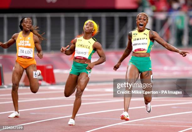 Jamaica's Elaine Thompson-Herah wins the Women's 100 metres Final at the Olympic Stadium on the eighth day of the Tokyo 2020 Olympic Games in Japan....