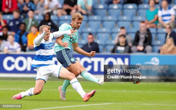 Kiernan Dewsbury-Hall of Leicester City scores to make it 2-1 during The Pre-Season Friendly between Queens Park Rangers and Leicester City at The...
