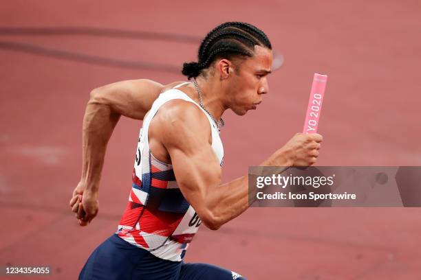 Great Britain's Niclas Baker in action during the Mixed 4 x 400m Relay Final on Day 8 of the Tokyo 2020 Olympic Games at Olympic Stadium on July 31,...