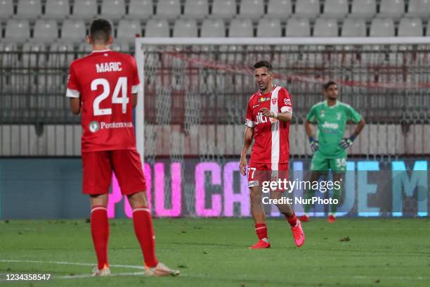 Marco D'Alessandro of AC Monza celebrates after scoring the his team's first goal during to the pre-season friendly match between AC Monza and...