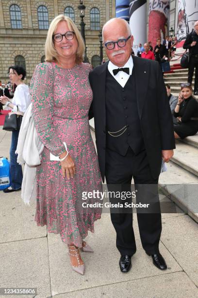 Peter Gauweiler and his wife Eva Gauweiler during the opera for all concert "Tristan und Isolde" as part of the Munich Opera Festival 2021 at...