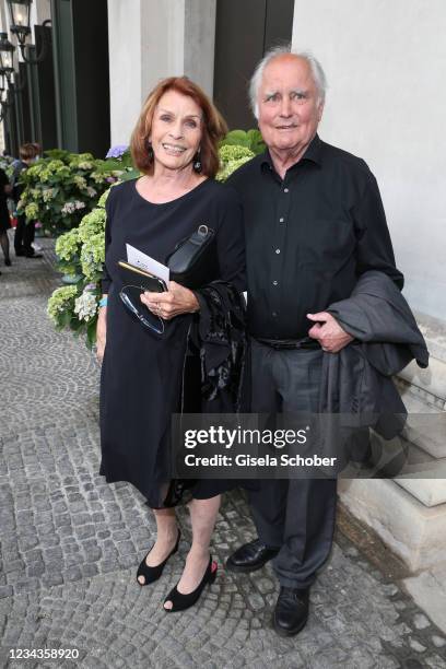 Senta Berger and Michael Verhoeven attend the opera for all concert "Tristan und Isolde" as part of the Munich Opera Festival 2021 at Bayerische...