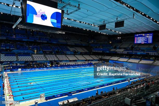 General view of Tokyo Aquatics Center pool during Tokyo 2020 Olympic Games at Tokyo Aquatics Centre on August 1, 2021 in Tokyo, Japan.