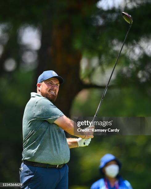 Saitama , Japan - 1 August 2021; Shane Lowry of Ireland plays his tee shot on the fifth hole during round 4 of the men's individual stroke play at...