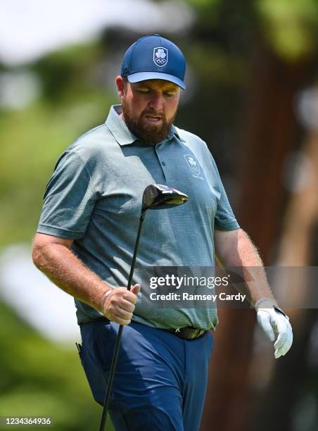 Saitama , Japan - 1 August 2021; Shane Lowry of Ireland reacts after playing his tee shot on the fifth hole during round 4 of the men's individual...