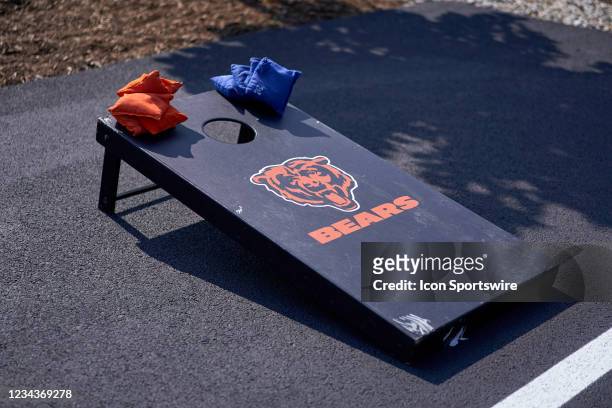 Chicago Bears bean bag game is seen at the Chicago Bears Fan Fest in action during the Chicago Bears training camp on July 29, 2021 at Halas Hall in...