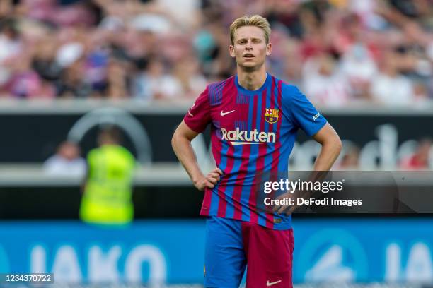 Frenkie de Jong of FC Barcelona Looks on during the Pre-Season Friendly match between VfB Stuttgart and FC Barcelona at Mercedes-Benz Arena on July...