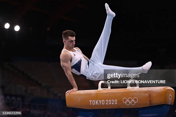 Britain's Max Whitlock competes in the artistic gymnastics men's pommel horse final of the Tokyo 2020 Olympic Games at the Ariake Gymnastics Centre...