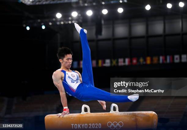Tokyo , Japan - 1 August 2021; Chih Kai Lee of Chinese Taipei during the men's pommel horse final at the Ariake Gymnastics Centre during the 2020...