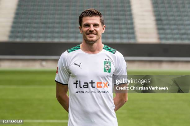 Jonas Hofmann pose during the Team Presentation of Borussia Moenchengladbach at Borussia-Park on August 01, 2021 in Moenchengladbach, Germany.