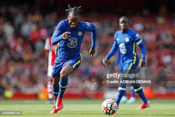 Chelsea's Belgian striker Michy Batshuayi chases the ball during the pre-season friendly football match between Arsenal and Chelsea at The Emirates...