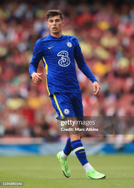 Kai Havertz of Chelsea during the Pre Season Friendly between Arsenal and Chelsea at Emirates Stadium on August 1, 2021 in London, England.