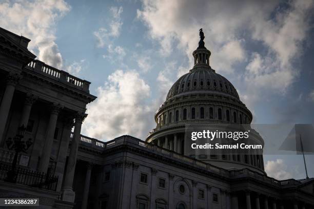 The U.S. Capitol Building is seen on August 1, 2021 in Washington, DC. Congress is working to come to an agreement to pass U.S. President Joe Biden's...