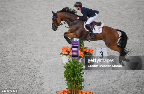Tokyo , Japan - 2 August 2021; Tom McEwen of Great Britain riding Toledo de Kerser during the eventing jumping team final and individual qualifier at...