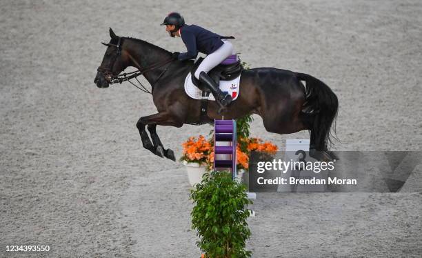 Tokyo , Japan - 2 August 2021; Nicolas Touzaint of France riding Absolut Gold during the eventing jumping team final and individual qualifier at the...